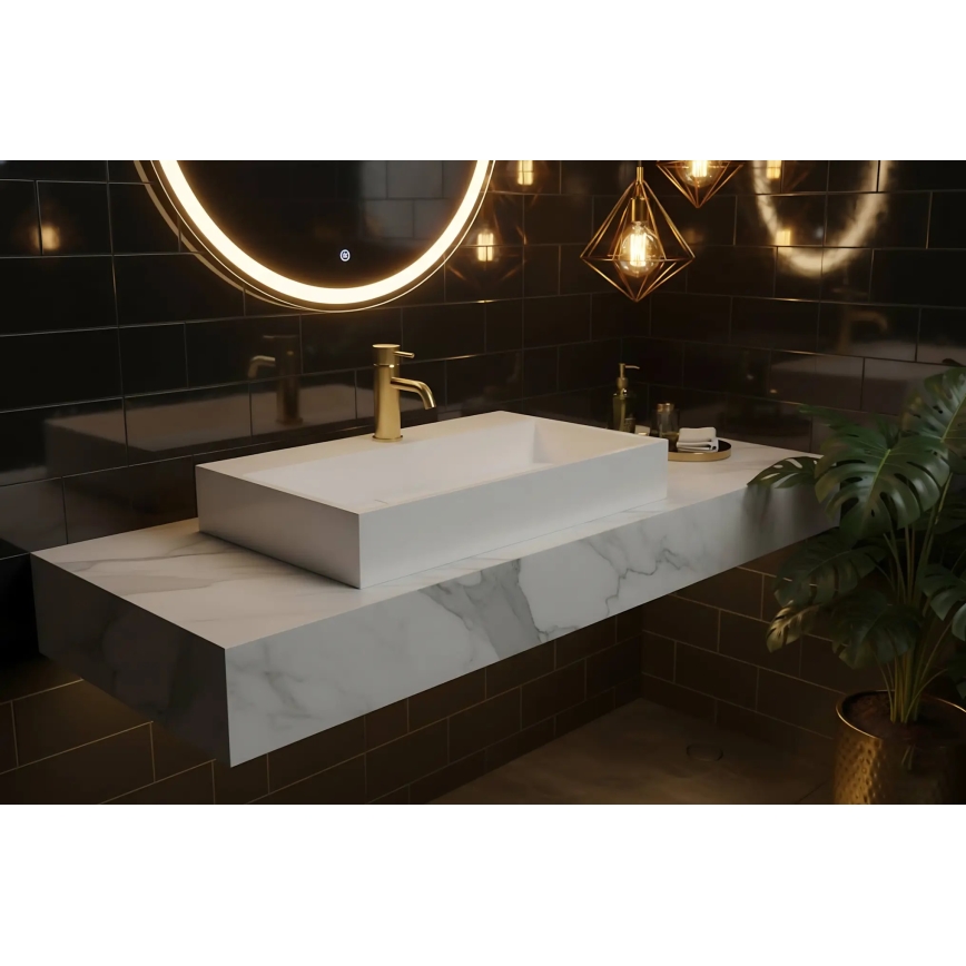 REA-U8901 - Vask til bordplade GOYA 37x60 cm komposit/mat hvid