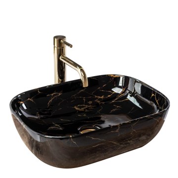REA-U8907 - Håndvask til bordplade BELINDA 33,5x46,5 cm keramik/sort/marmorfinish