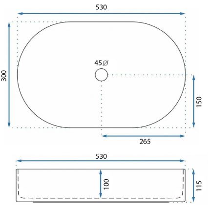 REA-U9108 - Vask til bordplade LAYLA 30x53 cm keramik/højglans hvid