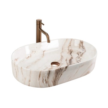 REA-U9239 - Håndvask til bordplade NADIA 38,5x61 cm keramik/beige/stenlook