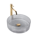 REA-U9615 - Håndvask til bordplade CRISTAL Ø 35,5 cm glas/grå