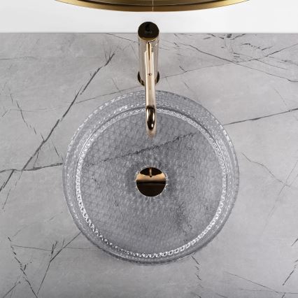 REA-U9615 - Håndvask til bordplade CRISTAL Ø 35,5 cm glas/grå