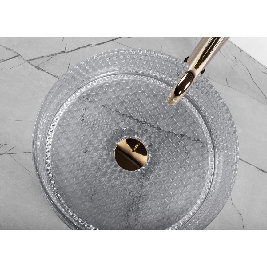REA-U9615 - Håndvask til bordplade CRISTAL Ø 35,5 cm glas/grå