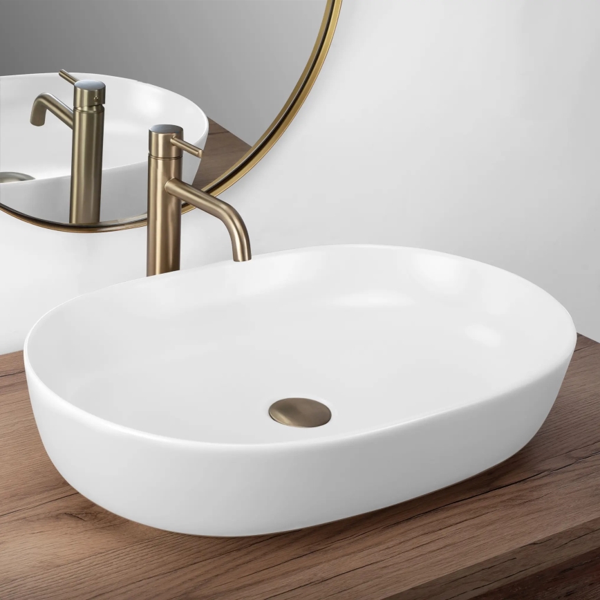 REA-U9653 - Håndvask til bordplade CLEO 41x60,5 cm keramik/mat hvid