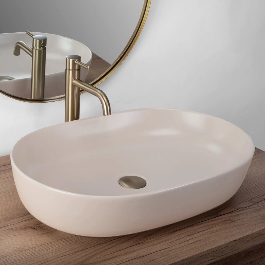 REA-U9655 - Håndvask til bordplade CLEO 41x60,5 cm keramik/beige
