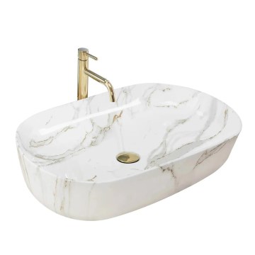 REA-U9656 - Håndvask til bordplade CLEO 41 x 60,5 cm, keramik med marmordekor