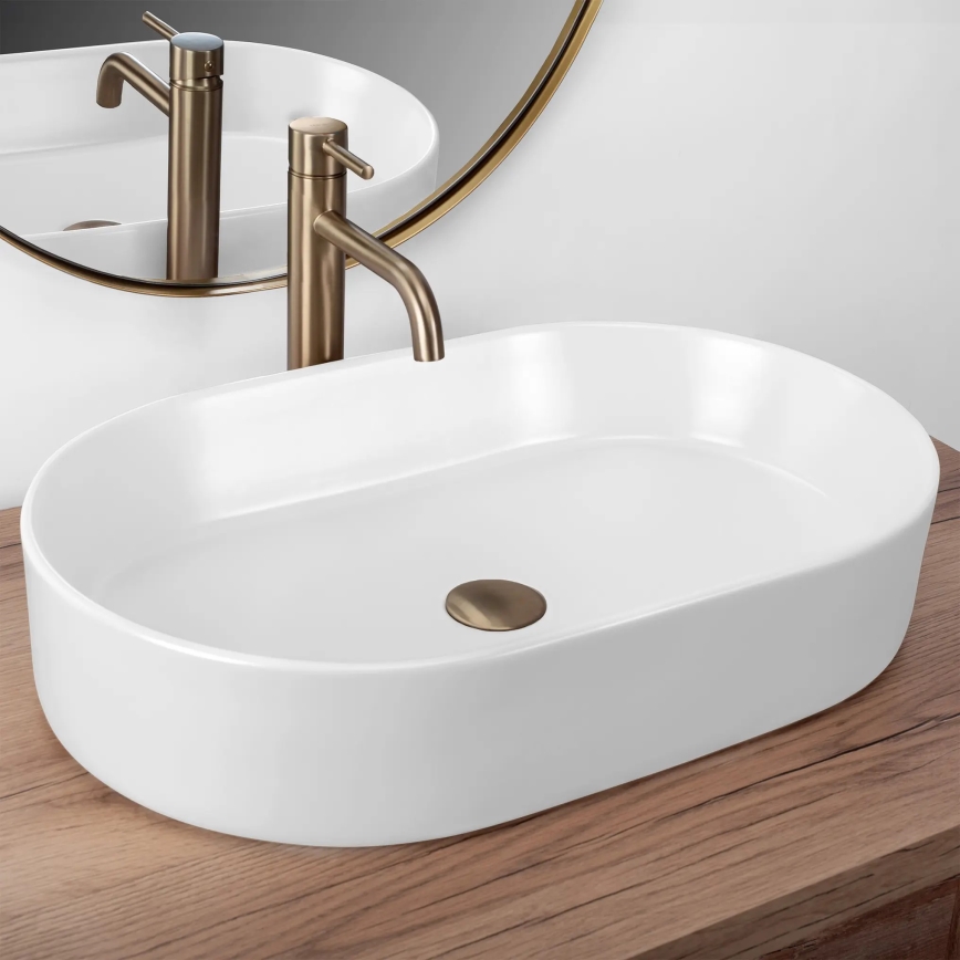 REA-U9657 - Håndvask til bordplade NADIA 38,5x61 cm keramik/mat hvid