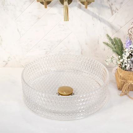 REA-U9670 - Bordmonteret håndvask CRISTAL Ø 35,5 cm, klart glas