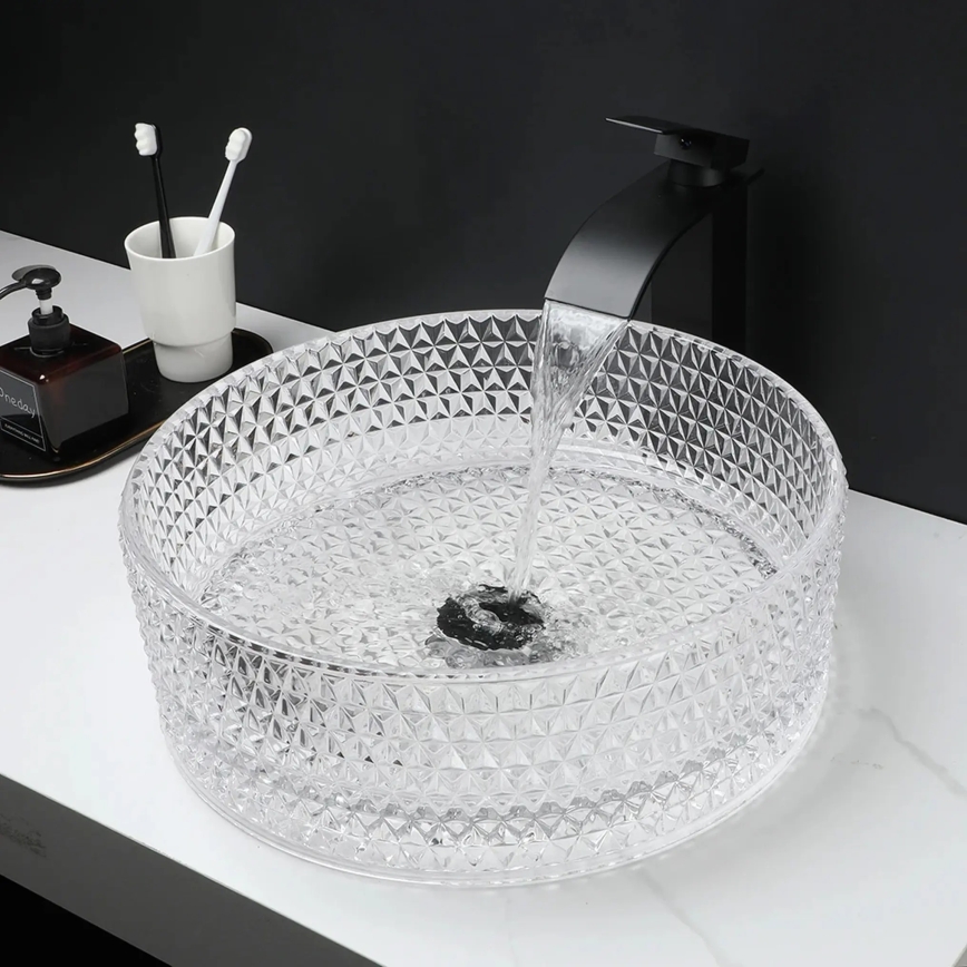 REA-U9670 - Bordmonteret håndvask CRISTAL Ø 35,5 cm, klart glas