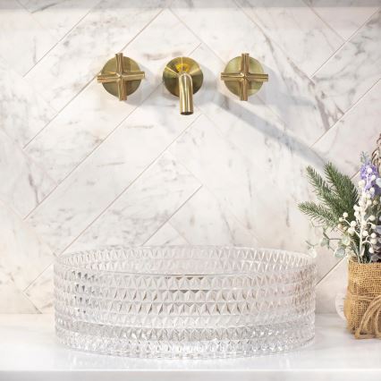 REA-U9670 - Bordmonteret håndvask CRISTAL Ø 35,5 cm, klart glas