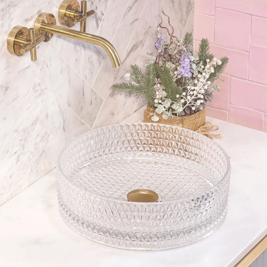 REA-U9670 - Håndvask til bordplade CRISTAL 35,5 cm, klart glas