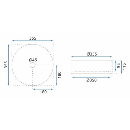 REA-U9670 - Håndvask til bordplade CRISTAL 35,5 cm, klart glas