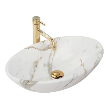REA-U9685 - Håndvask til bordplade PAMELA 33x53 cm keramisk/marmorlook