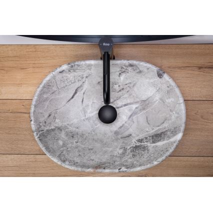 REA-U9888  - Påbygningsvask LARA 35x48,5 cm keramik/stenimitation