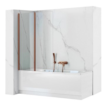 REA-W5696 - Foldbar badekarskærm AGAT 140x80 cm børstet kobber/klart glas