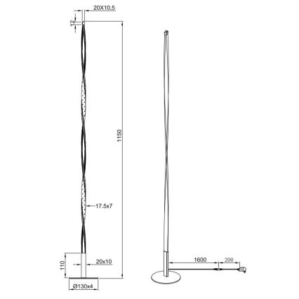 Reality - LED gulvlampe dæmpbar SPIN LED/10,5W/230V