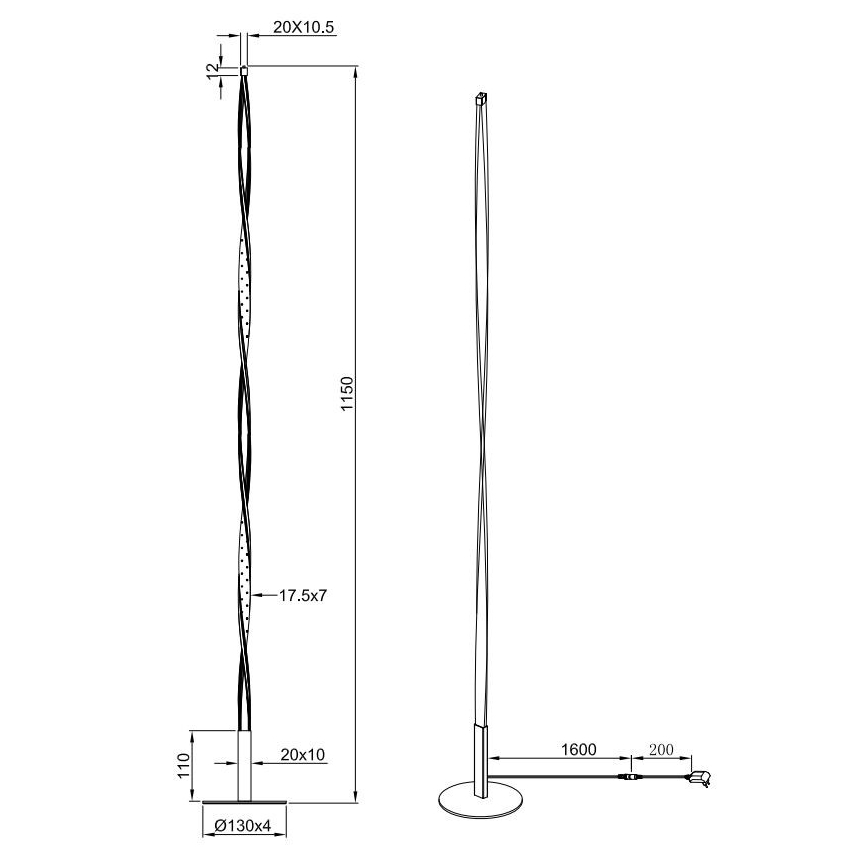 Reality - LED gulvlampe dæmpbar SPIN LED/10,5W/230V