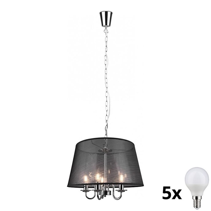 Reality - LED Pendel med kædeophæng CIMA 5xE14/40W/230V sort