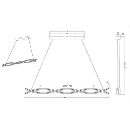 Reality - LED pendel WAVE LED/16W/230V + LED/9W