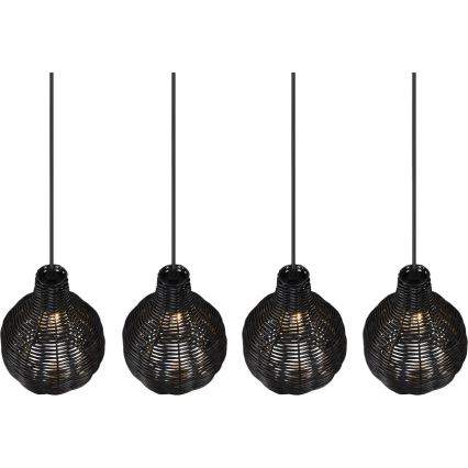 Reality - Loftlampe på wire SPROUT 4xE14/30W/230V sort/rattan