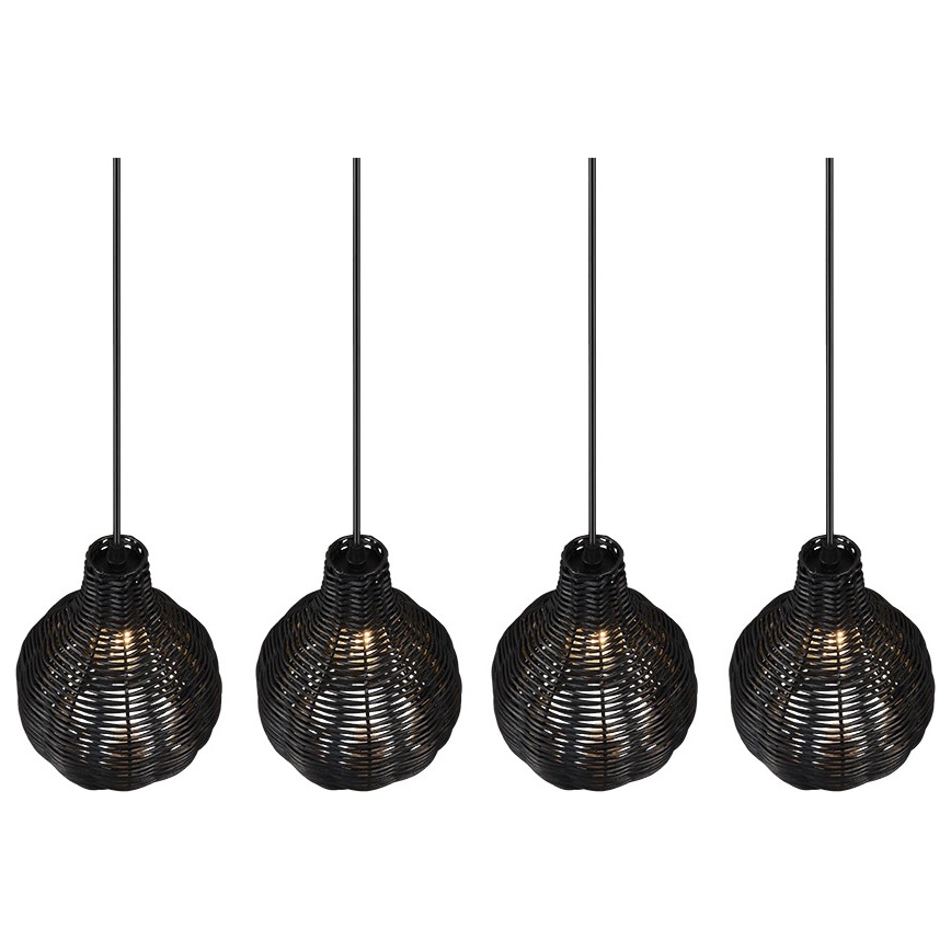 Reality - Loftlampe på wire SPROUT 4xE14/30W/230V sort/rattan