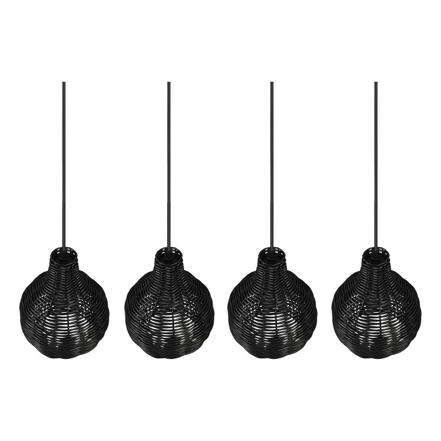 Reality - Loftlampe på wire SPROUT 4xE14/30W/230V sort/rattan