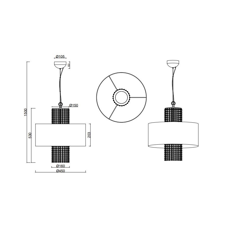 Reality - Pendel KING 3xE14/28W/230V sølvfarvet