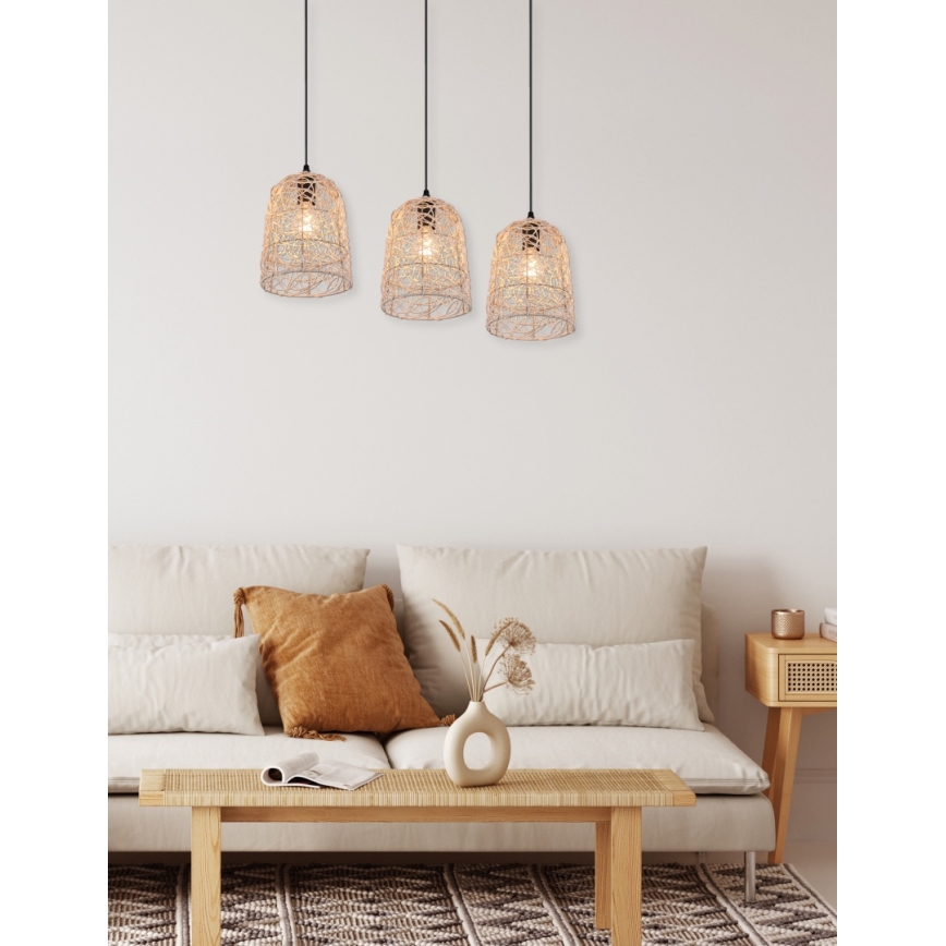 Reality - Pendel på kabel LOVIS 3xE27/40W/230V sort