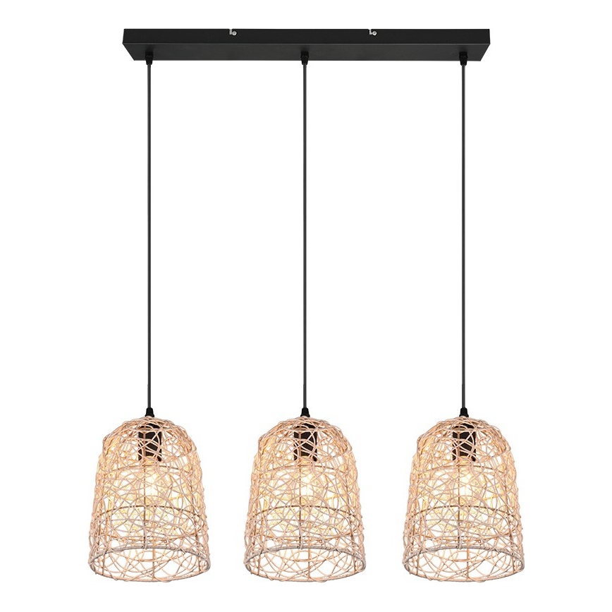 Reality - Pendel på kabel LOVIS 3xE27/40W/230V sort