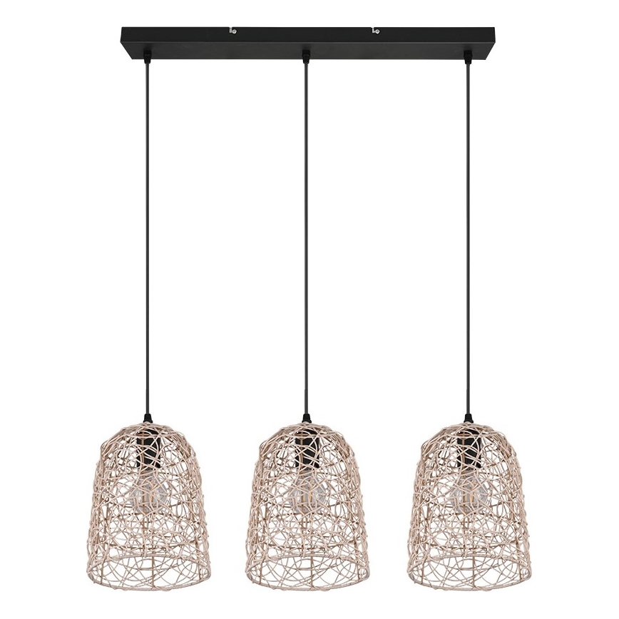 Reality - Pendel på kabel LOVIS 3xE27/40W/230V sort