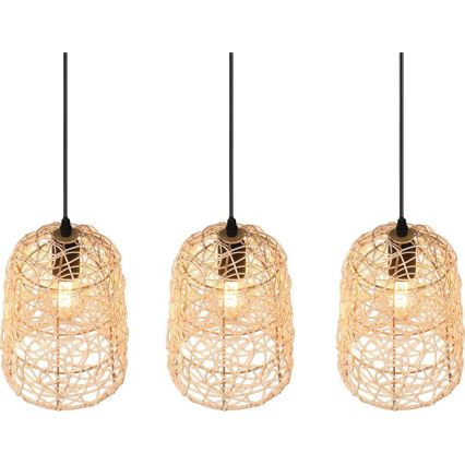 Reality - Pendel på kabel LOVIS 3xE27/40W/230V sort