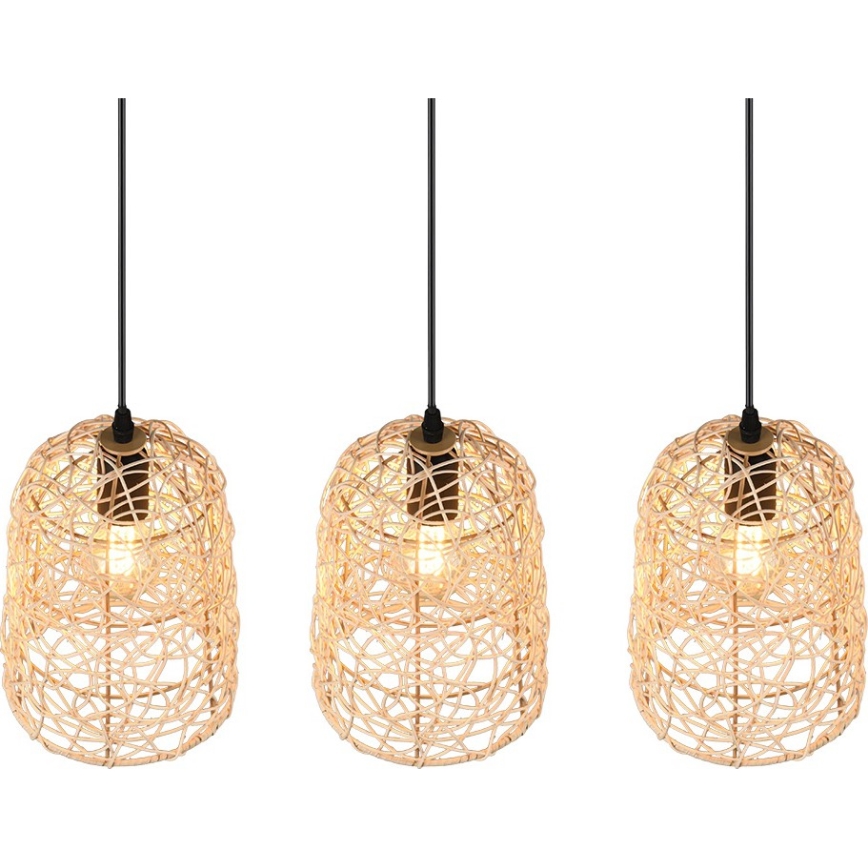 Reality - Pendel på kabel LOVIS 3xE27/40W/230V sort