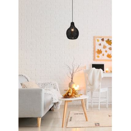 Reality - Pendel på ledning SPROUT 1xE14/40W/230V sort/rattan