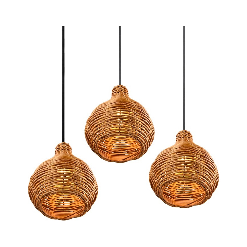 Reality - Pendel på ledning SPROUT 3xE14/40W/230V brun/rattan