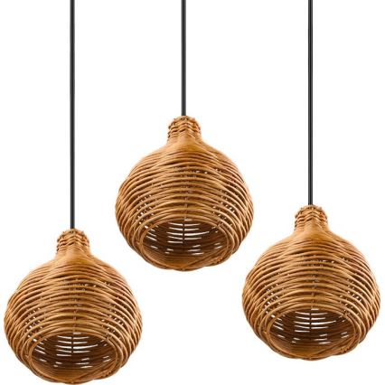 Reality - Pendel på ledning SPROUT 3xE14/40W/230V brun/rattan