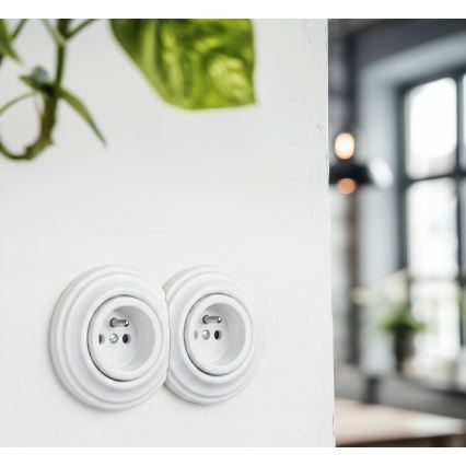 Reblig - Dobbelt retrostikkontakt til bolig med ramme, 230 V, snehvid