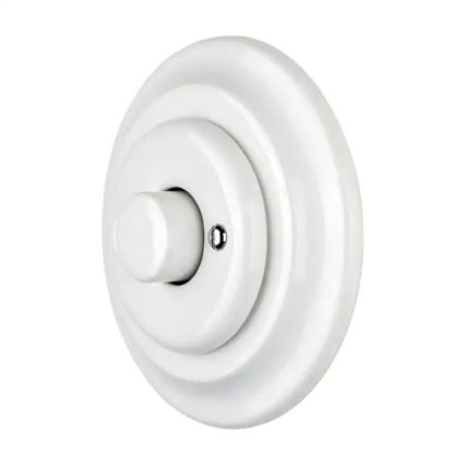 Reblig - Porcelæns-retro drejbar dæmper med ramme 250V/10A hvid