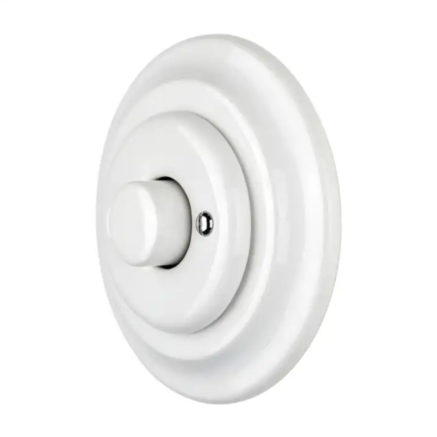 Reblig - Porcelæns-retro drejbar dæmper med ramme 250V/10A hvid