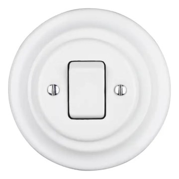 Reblig - Porcelæns-retro enkel afbryder med ramme č. 7 hvid
