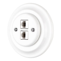 Reblig - Porcelæns retro Ethernet-vægudtag med ramme 2x CAT.5E hvid