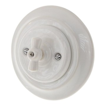 Reblig - Porcelæns-retro roterende afbryder med ramme č. 5, hvid