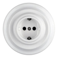 Reblig - Porcelæns retro stikkontakt med ramme SCHUKO 250V/16A hvid