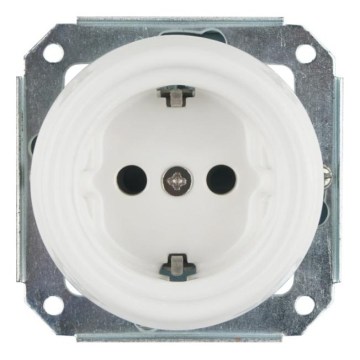Reblig - Porcelæns-retro stikkontakt uden ramme SCHUKO 250V/16A hvid
