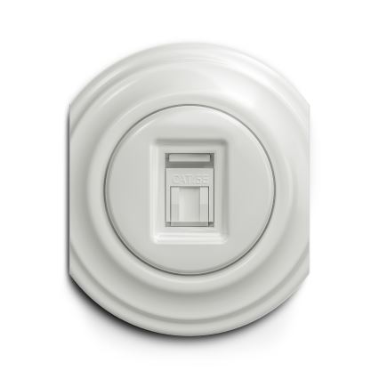 Reblig - Retro dataudtag uden ramme, keramisk hvid