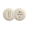Reblig - Retro enpolet afbryder nr. 1 og SCHUKO-stikkontakt 230 V med ramme, beige