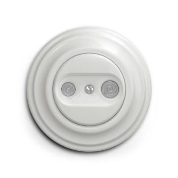 Reblig - Retro gennemgående TV+R-udtag med keramisk hvid ramme