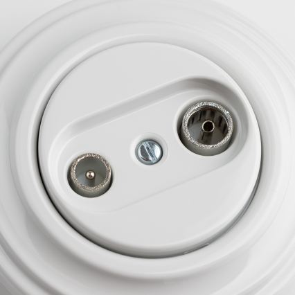 Reblig - Retro gennemgående TV+R-udtag med keramisk hvid ramme