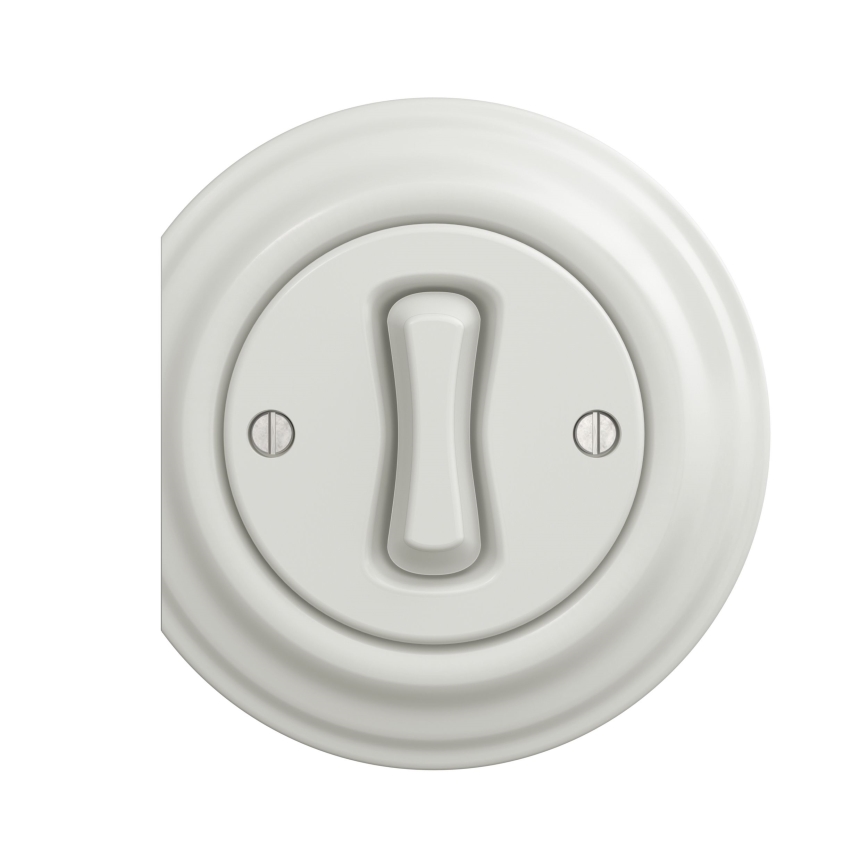 Reblig - Retro krydsafbryder uden ramme nr. 7 keramisk hvid