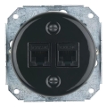 Reblig - Retro porcelæns ethernetudtag uden ramme, 2x CAT.5E, sort