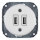 Reblig - Retro porcelæns USB-strømudtag uden ramme, 2x USB-A, hvid